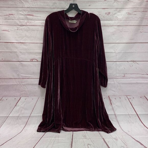 Vintage Y2K Bodil Silk Velvet Purple Flowy Dress Women’s Small Made in USA - Picture 1 of 5